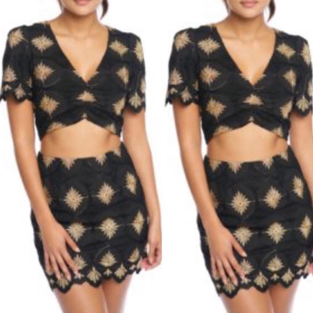 Gold Embroidered Skirt Set